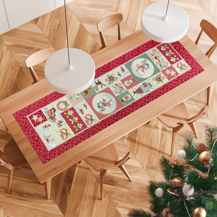 Runner Natalizio 40x140 cm Christmas Patchwork Gobelin Jacquard