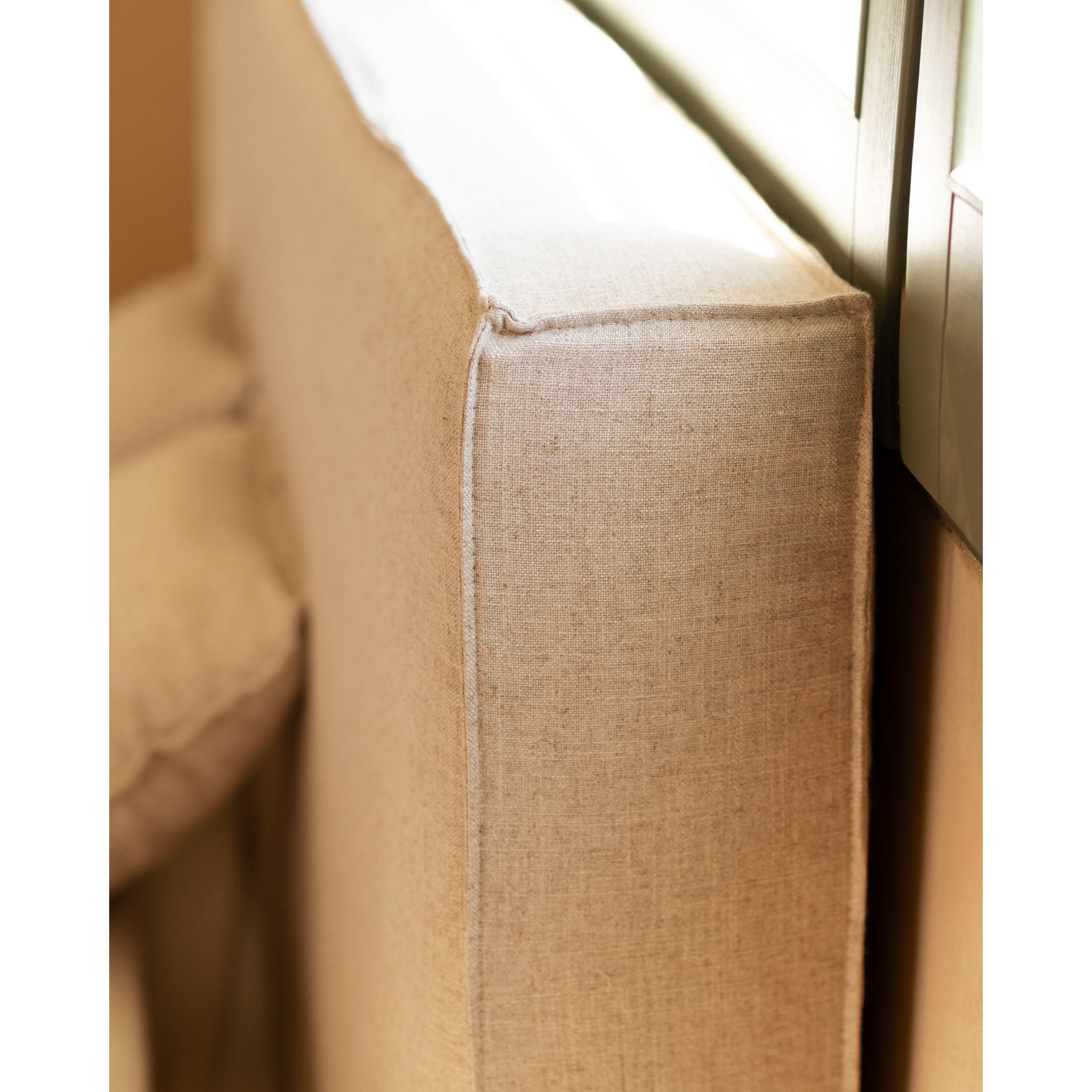 Lit déhoussable en lin beige pour les matelas en différentes tailles