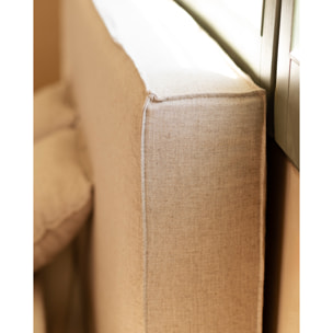 Lit déhoussable en lin beige pour les matelas en différentes tailles