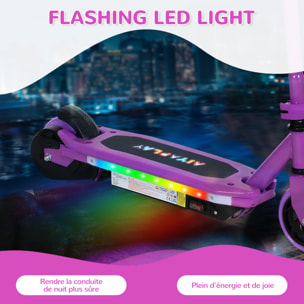Trottinette électrique enfant LED multicolore max. 10Km/h autonomie 8Km béquille acier mauve