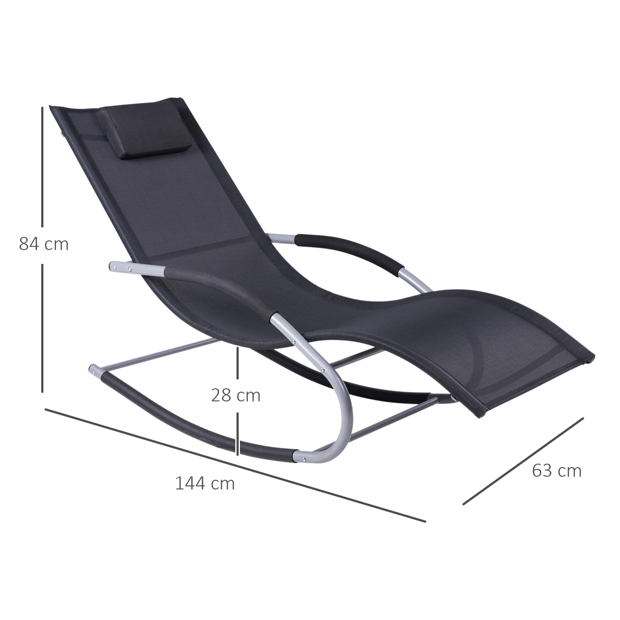 Tumbona Mecedora de Jardín con Almohada Sillón Tumbona Ergonómica de Exterior