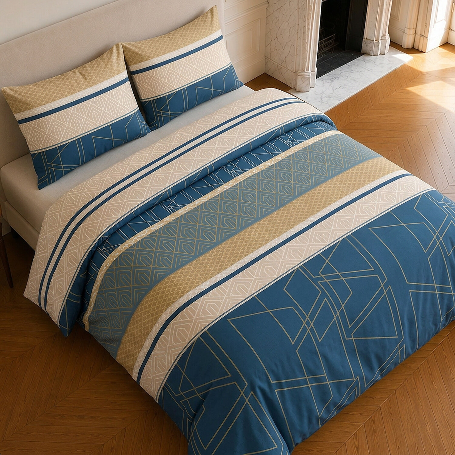 Parure housse de couette 100% coton motif géométrique - ULYSSE