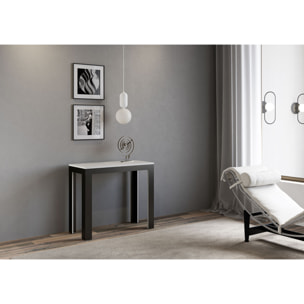 Console Linea Evolution Small cm.90x40 (extensible à 196) Frêne Blanc cadre Anthracite