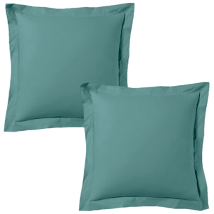 Lot de 2 taies d'oreiller satin de coton céladon