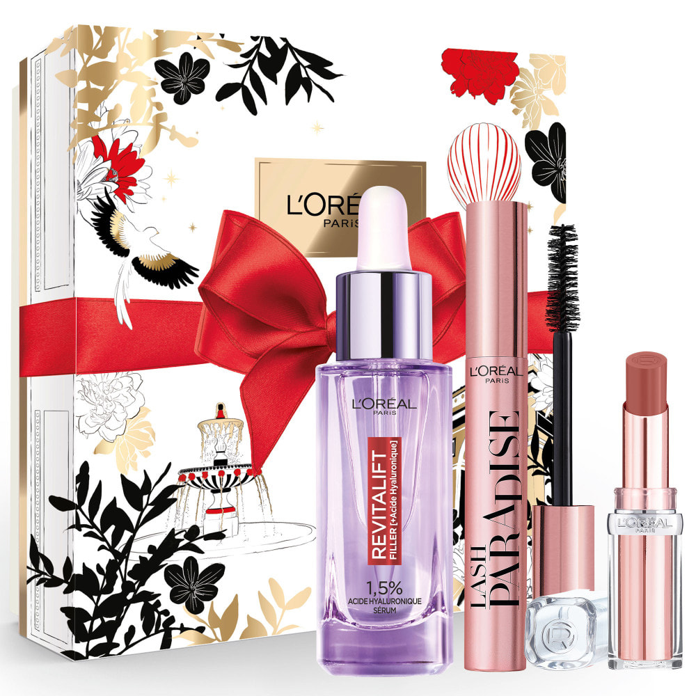 L’Oréal Paris Coffret Cadeau Femme Luxe – 1 Sérum Filler Anti-Rides Acide Hyaluronique + 1 Mascara Noir Huile de Ricin Lash Para