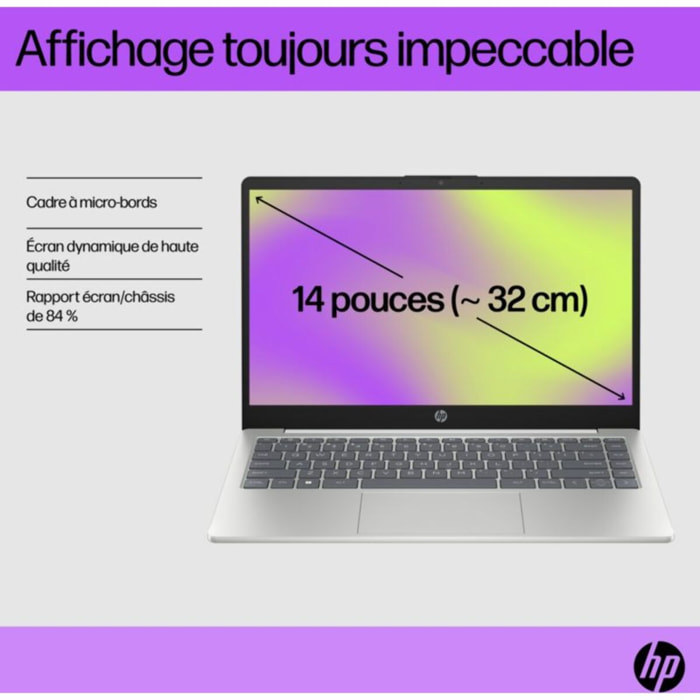 Ordinateur portable HP 14-em0042nf 14" AMD Ryzen 5 7520U 16 Go RAM DDR4 SSD 512 Go