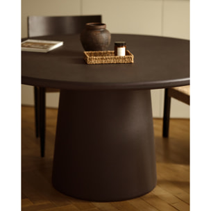 Table de salle à manger ronde en microciment ton marron en différentes tailles
