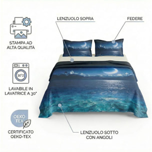 Set completo letto matrimoniale 100% cotone, 180x200 cm, con Stampa Digitale di Alta Qualità, Intrecci