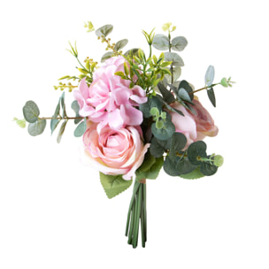 Bouquet Rose/Ortenzia 40 Cm - Pezzi 4 - 16X40X16cm - Colore: Rosa - Bianchi Dino - Fiori Artificiali