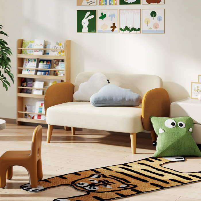 Sofá de 2 Plazas Tapizado en Terciopelo Sofá de Salón con Reposabrazos y Patas de Madera Sofá de Dos Plazas Carga 240 kg para Dormitorio Oficina 130x74x76 cm Crema