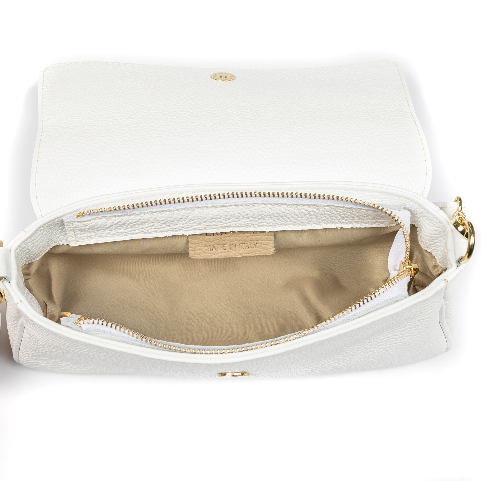 Azzanello bolso baguette bandolera mujer. Piel auténtica Dollaro.