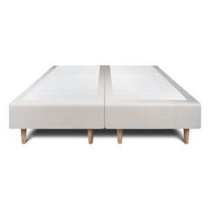 Lit avec tête de lit capitonnée velours et sommier tapissier Ep20