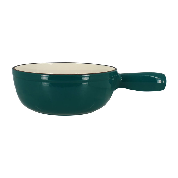 Caquelon montagne 1.9l en fonte creme et bleu canard