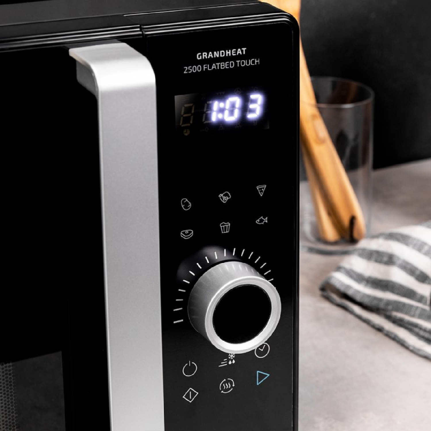 Cecotec Micro-ondes sans plateau GrandHeat 2500 Flatbed Touch Black
