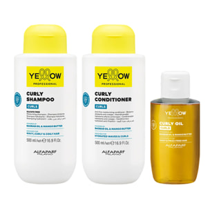 ALFAPARF Yellow Kit Curls Shampoo 500ml + Conditioner 500ml + Oil 100ml