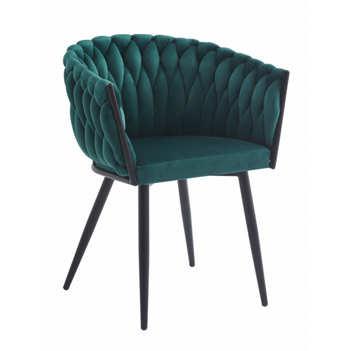 Sedia poltroncina Orion in velluto verde smeraldo