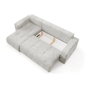 AURORE - Canapé d'angle gauche 3 places en tissu texturé gris