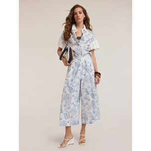 Motivi - Camisa de algodón con bordado floral - Light - blue