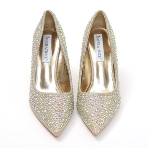 Dècolletè in simil pelle ricoperti di strass