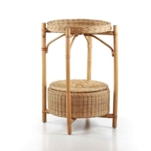 Tavolino alto in rattan naturale con porta oggetti - Miles