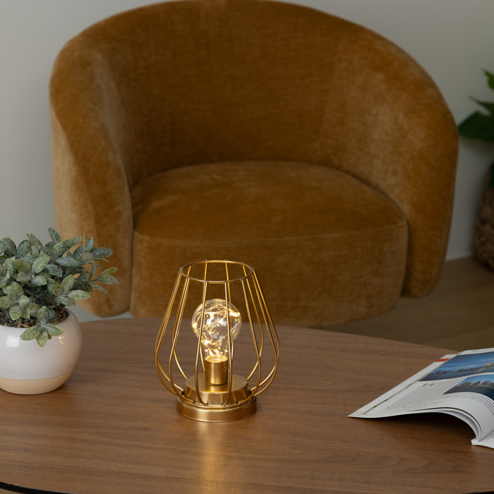 Lampe micro LED "Madi" - métal filaire - doré - H17 cm
