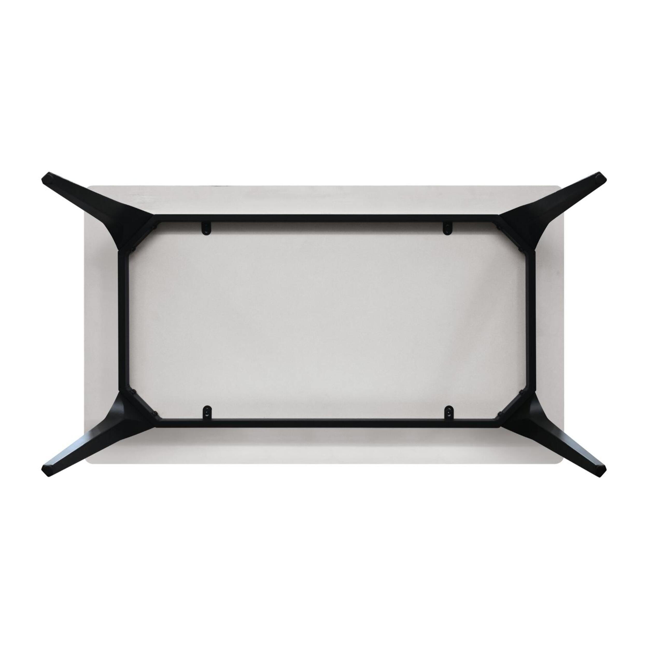 Tavolo ALERIA in ceramica, effetto marmo bianco e gambe in metallo verniciato nero, fisso 140x80x76 cm