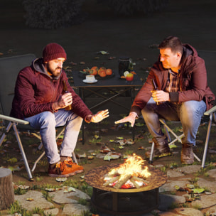 2 Sillas de Camping Plegables de Aluminio Sillas de Jardín Portátiles con Respaldo Alto Ajustable Reposabrazos de Madera y Bolsa de Transporte para Exterior 59x67x96 cm Negro