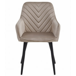 Set di 2 sedie Nana in velluto beige con gambe nere
