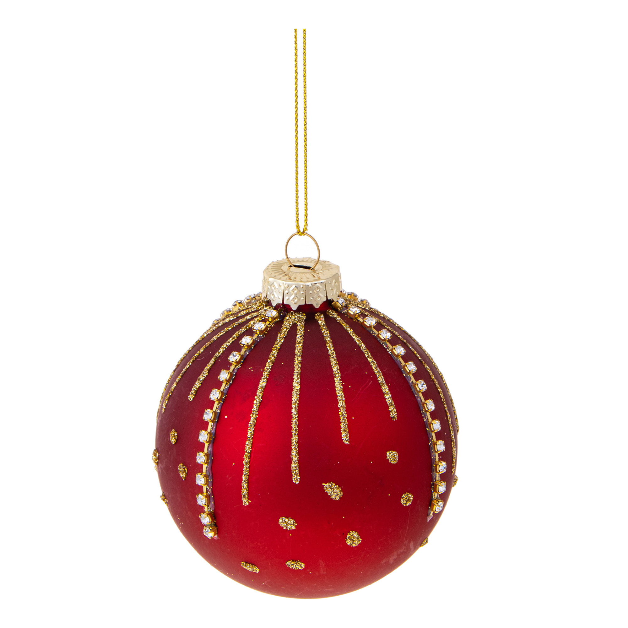 Sfera con Strass - Pezzi 4 - Colore Rosso - 8x8Hx8cm - Bianchi Dino