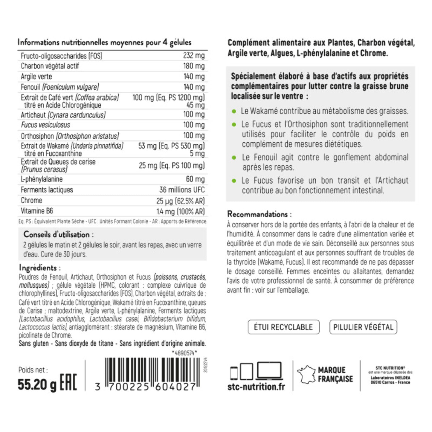 STC NUTRITION - Pack Contrôle du poids - Complément alimentaire - Drainaxyl® 500 Thé Pêche + Hydroxyblast® + Killercal + Taille Abdos Ventre Plat + - Elimination & Drainage - Brûle graisses extra-fort