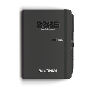 Agenda Smemoranda Everyday 2026 Settimanale 12 mesi ,B6, nero