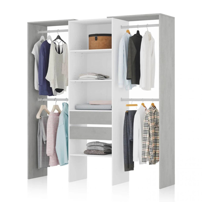 Armario vestidor Lada Blanco - Cemento