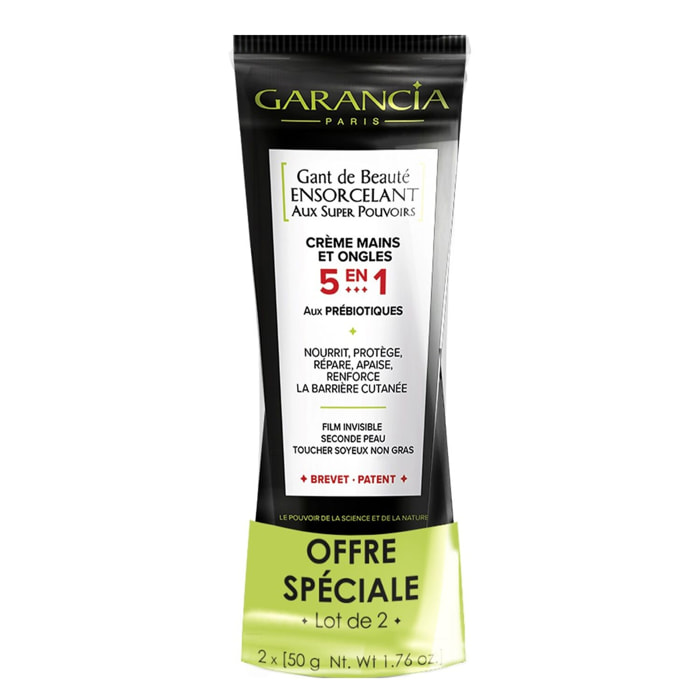 Gant de Beauté Ensorcelant Aux Super Pouvoirs - Lot de 2 Crèmes Mains et Ongles 5 en 1 aux Prébiotiques 50 g
