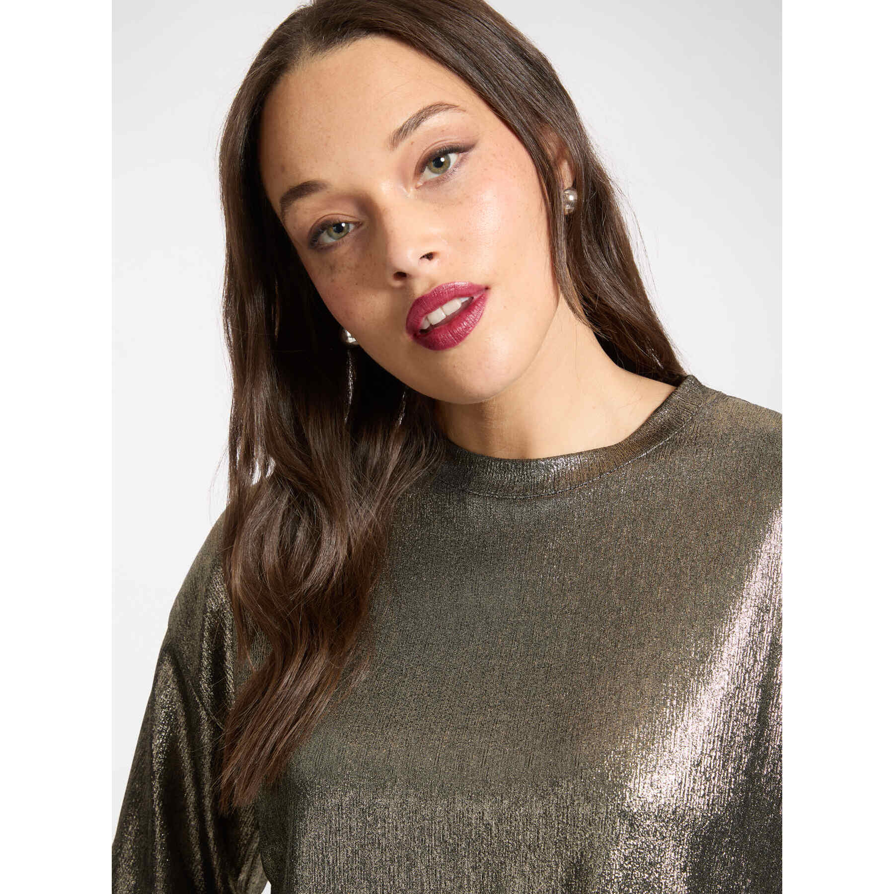 Elena Mirò - T-shirt in jersey laminato - Oro