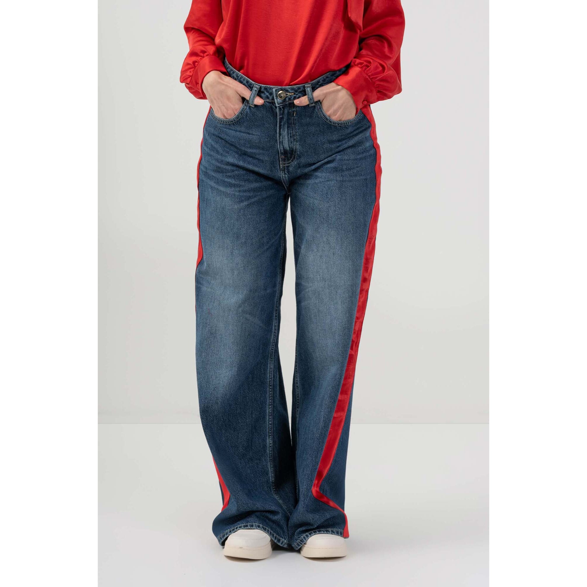 Kocca - Pantaloni in denim con banda laterale Donna