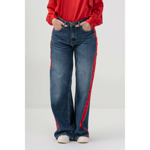 Kocca - Pantaloni in denim con banda laterale Donna
