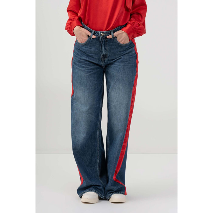 Kocca - Pantaloni in denim con banda laterale Donna