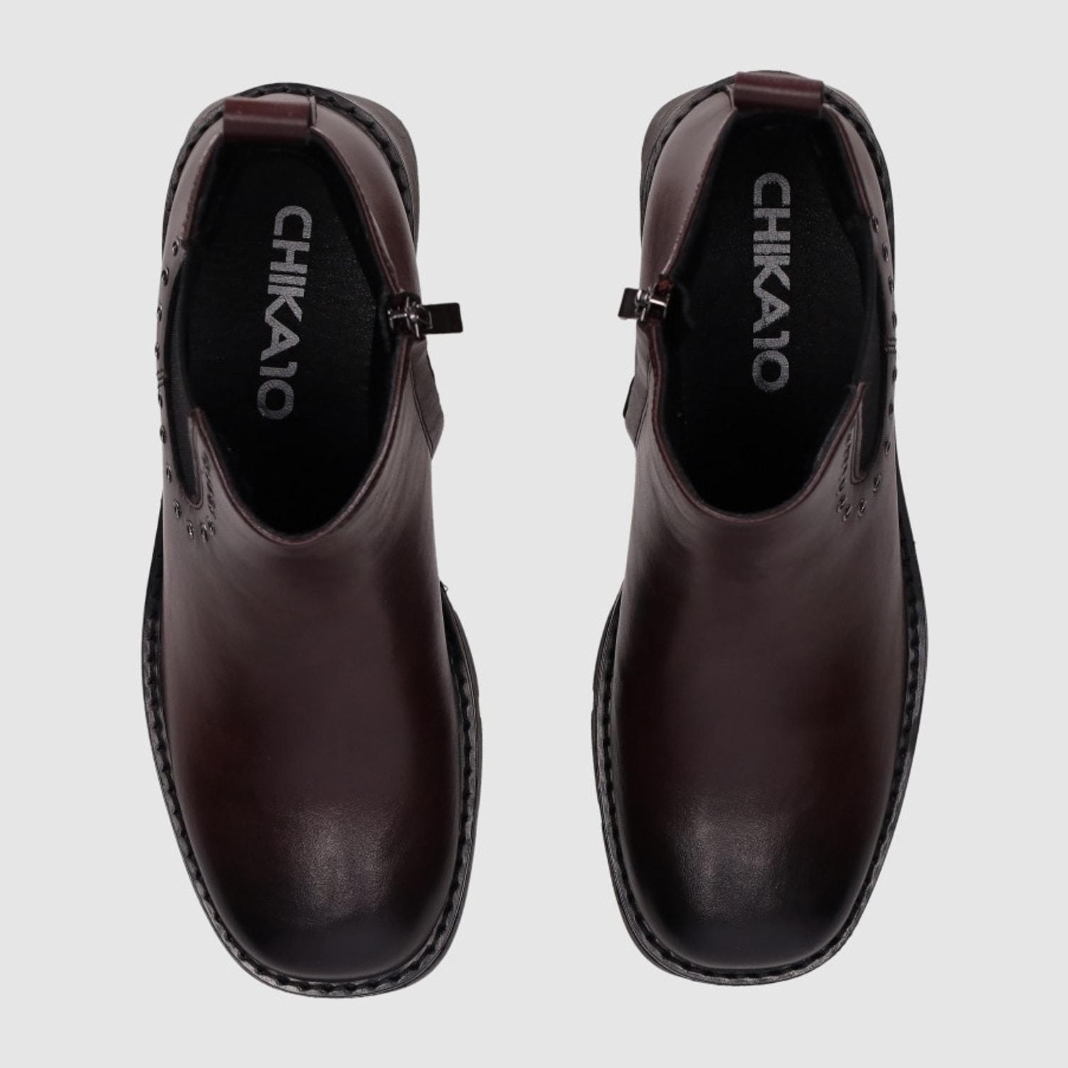 Botines de Piel - Vino - Tacón: 5 cm