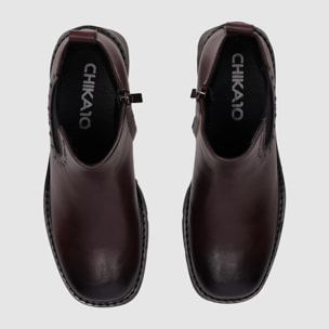 Botines de Piel - Vino - Tacón: 5 cm