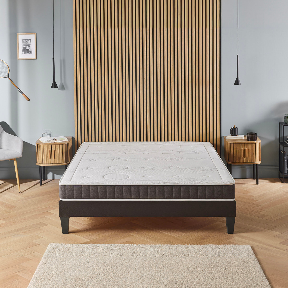 Ensemble Matelas Intuition avec sommier en bois
