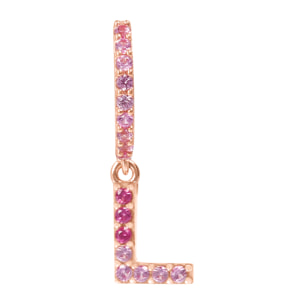 Orecchino Pendente con Lettera L in Pavé di Cubic Zirconia Rosa