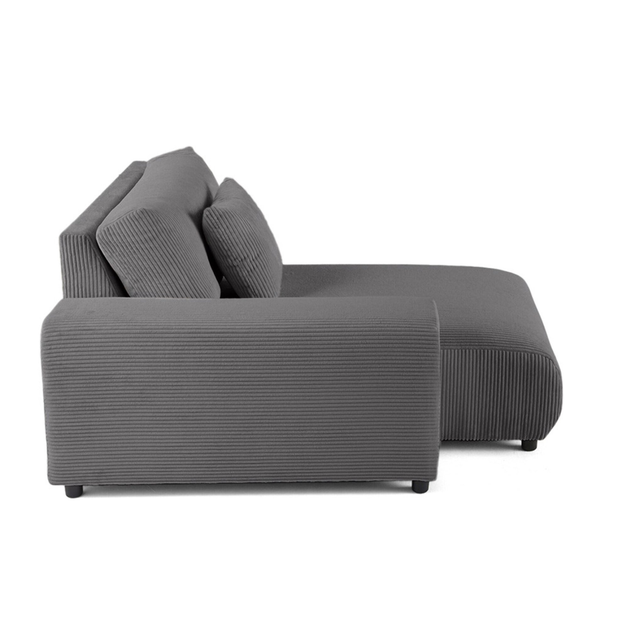 Garance - module d'assise méridienne gauche - en velours côtelé - Gris foncé