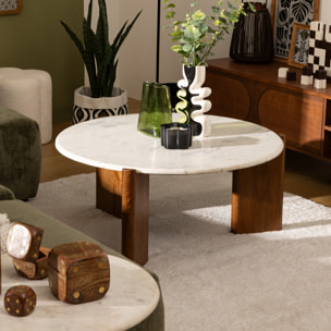 Table basse "Nanda" marbre blanc 91,5x91,5x41,5cm