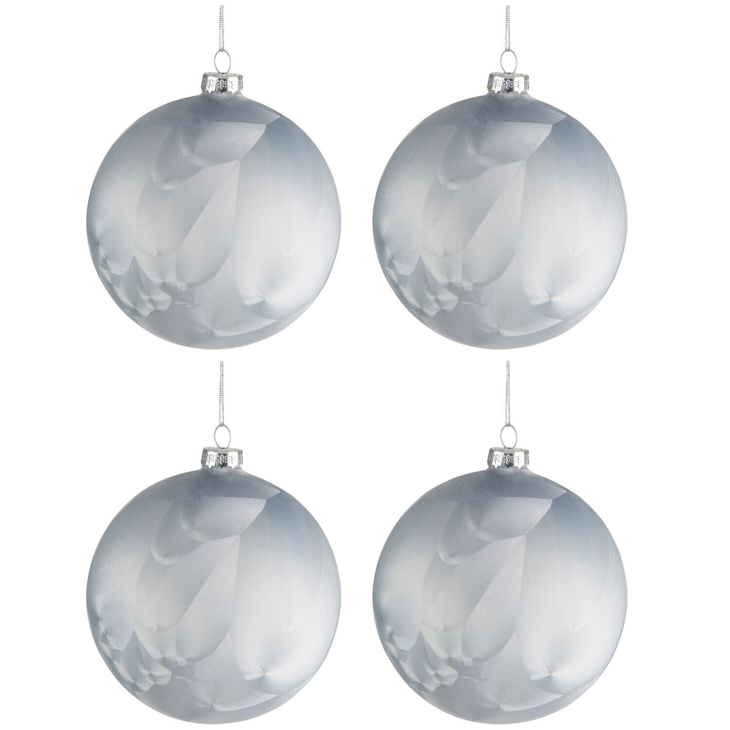 J-Line boule de Noël - verre - mat bleu - medium - boîte de 4