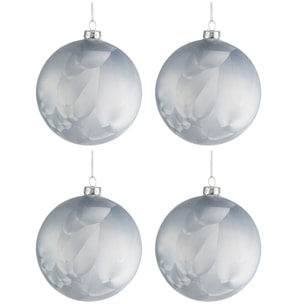 J-Line boule de Noël - verre - mat bleu - medium - boîte de 4