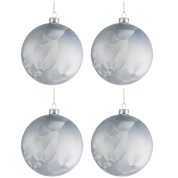 J-Line boule de Noël - verre - mat bleu - medium - boîte de 4