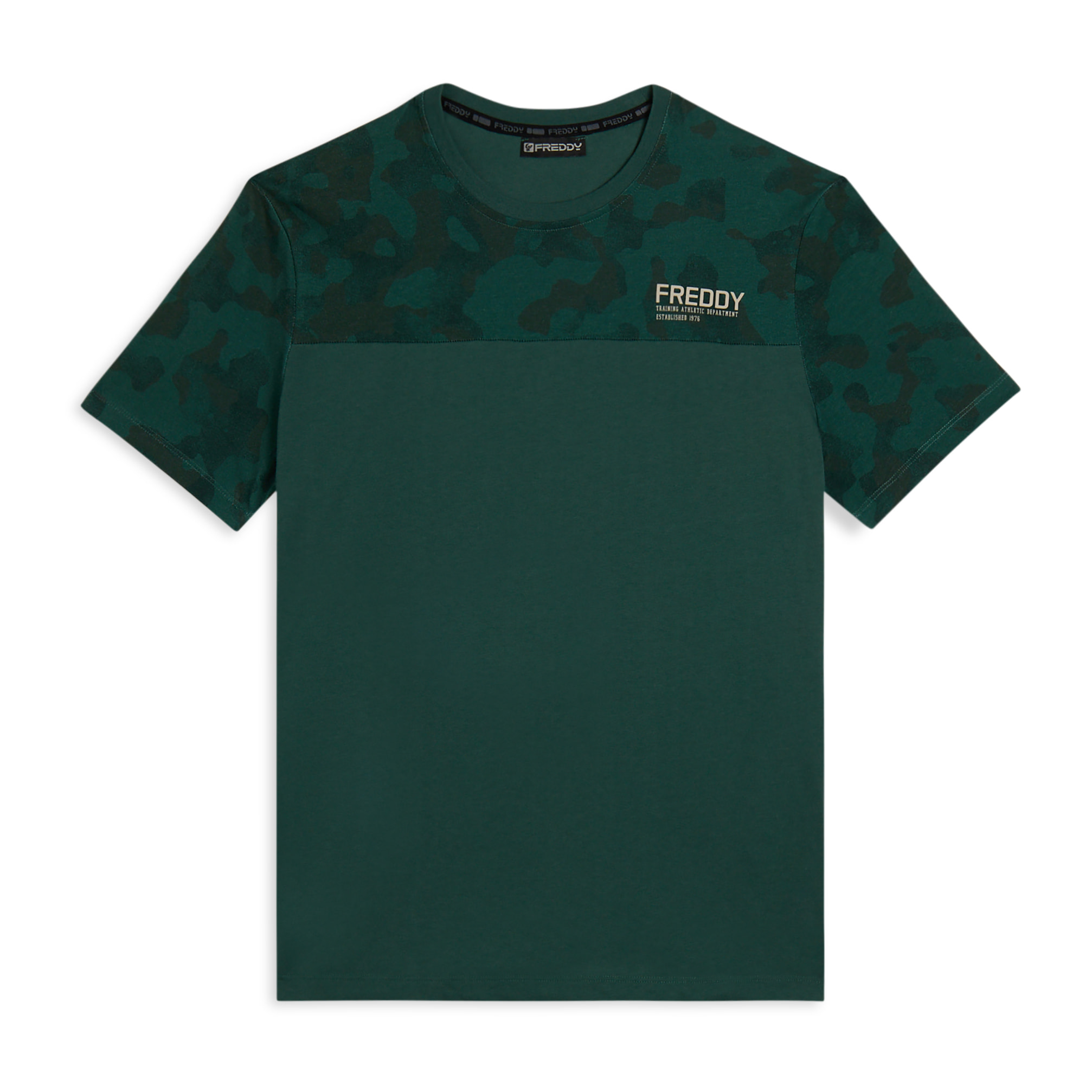 T-shirt camouflage con fondo tinta unita e logo cuore