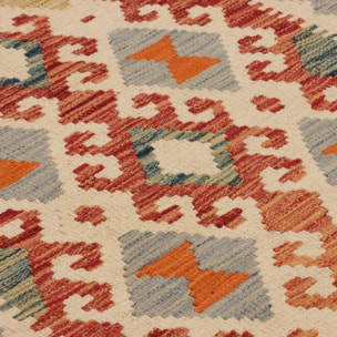 Tapis kilim ethnique au motif tribal, tissé plat en laine, OZOZAVE