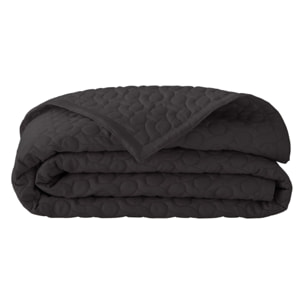 Couvre-lit matelassé uni en satin de coton bio, POESIE, Gris eclipse