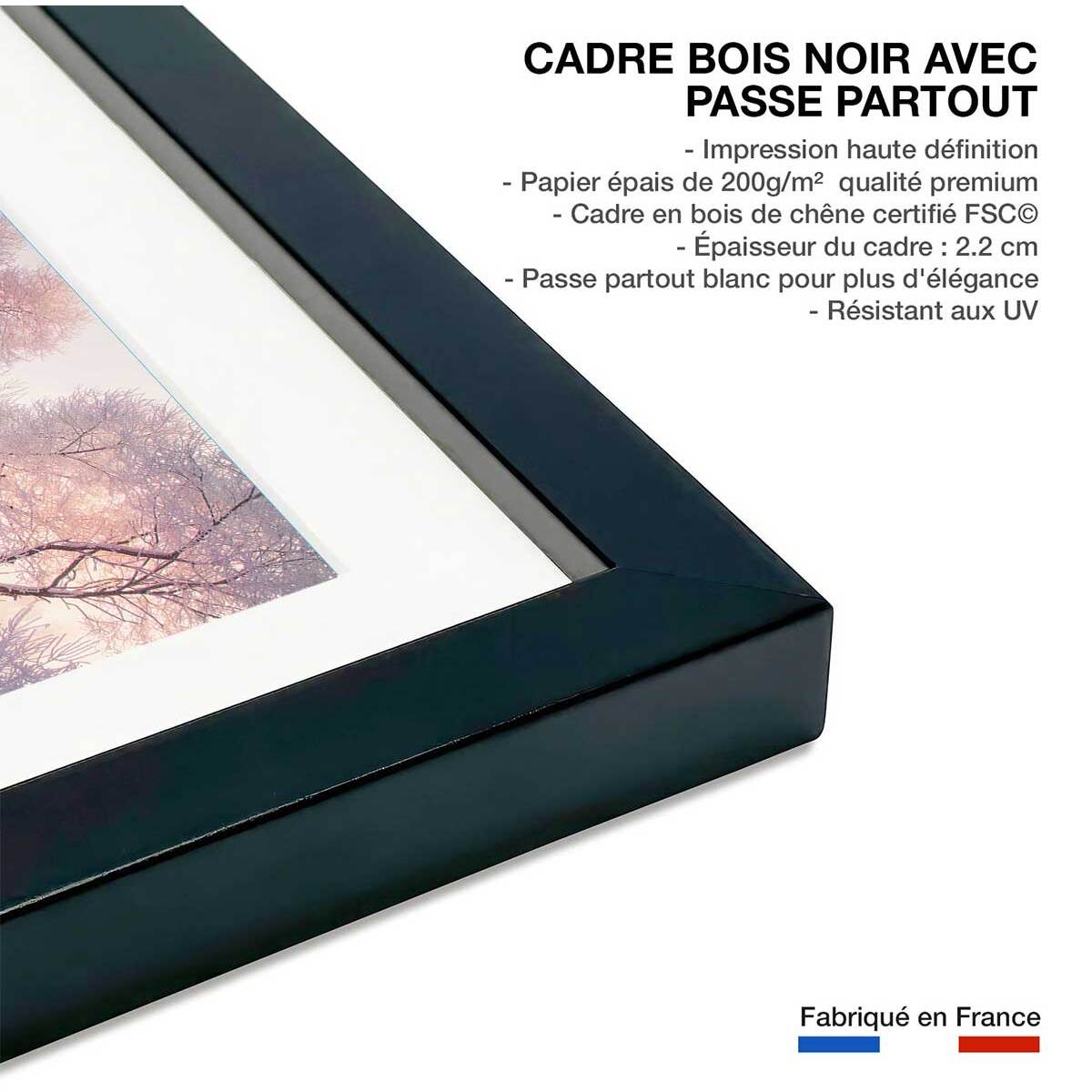 Affiche paysage Chrismas lac Affiche sous cadre noir